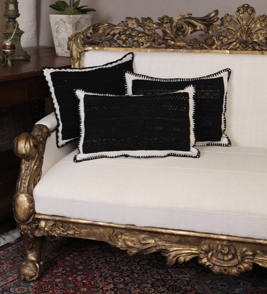 Boiled Wool Hand-Loomed Embroidered Pillow Cover