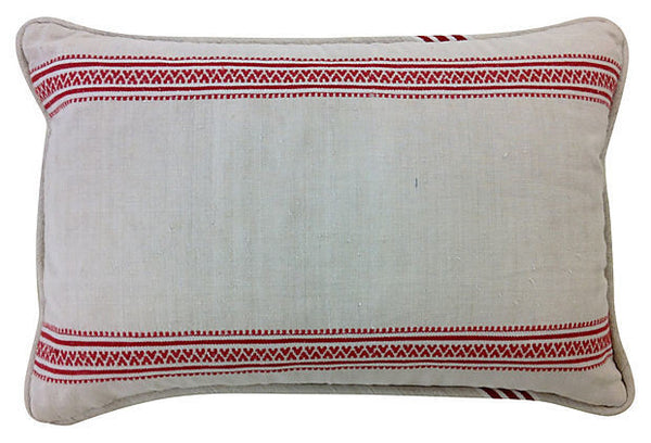 Red Striped Linen Pillow Cover