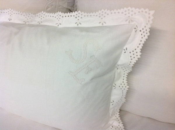 Antique SE Monogrammed Eyelet Sham