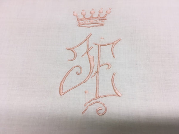 "JE"OR "FE" Euro King or Queen Sham Antique