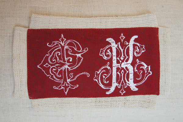 Linen Lumbar Pillow Cover with Embroidered CK Initials