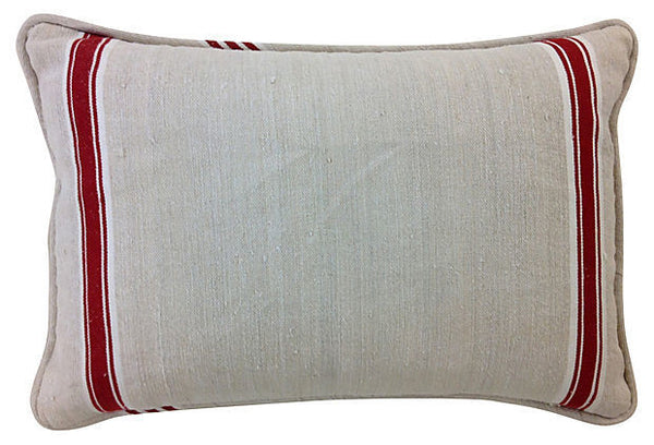 Red Striped Linen Pillow Cover
