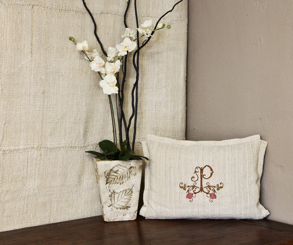 Metallic Copper Monogram Pillow Cover