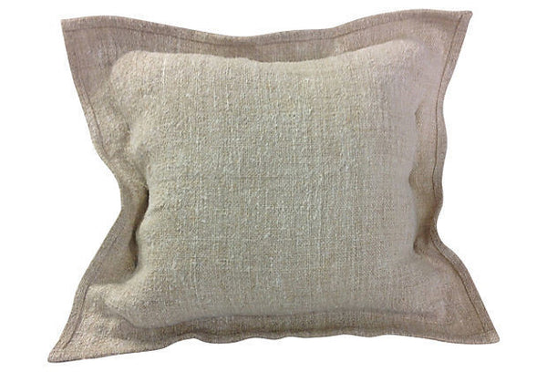 Hand-Loomed Linen Y Monogramed Pillow Cover