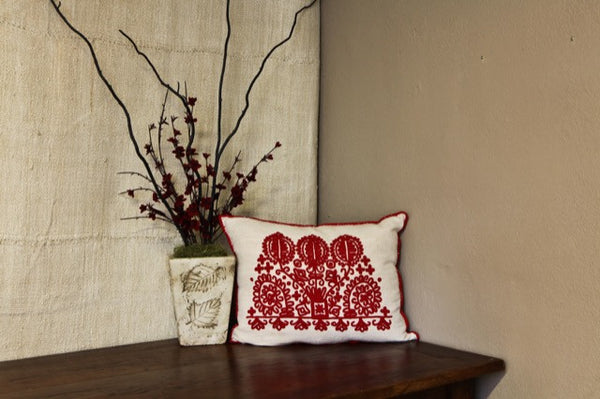Antique Embroidered Pillow Cover from Hungary