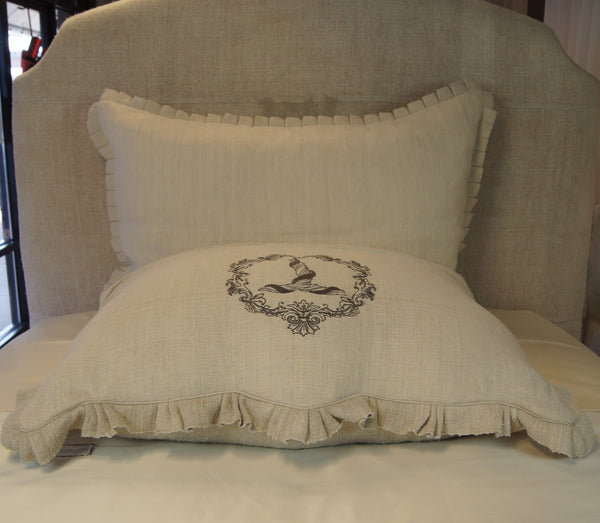 Antique Hand-Loomed Linen T Monogrammed Pillow Cover