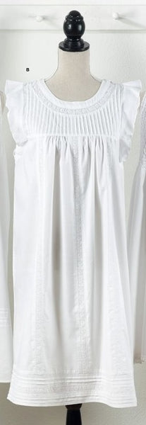 Scalloped Sleeve Rose Embroidered Nightgown