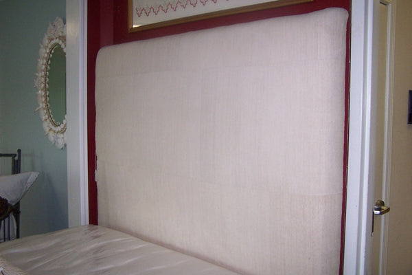 Queen Straight Style Hand-Loomed Linen Upholstered Headboard