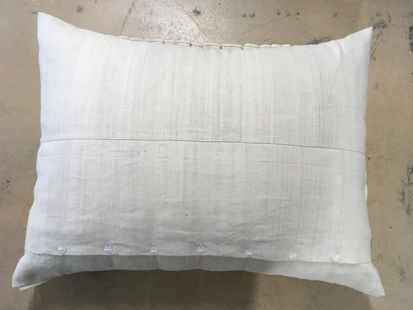 Ruffled Linen Euroking Pillow with R monogram