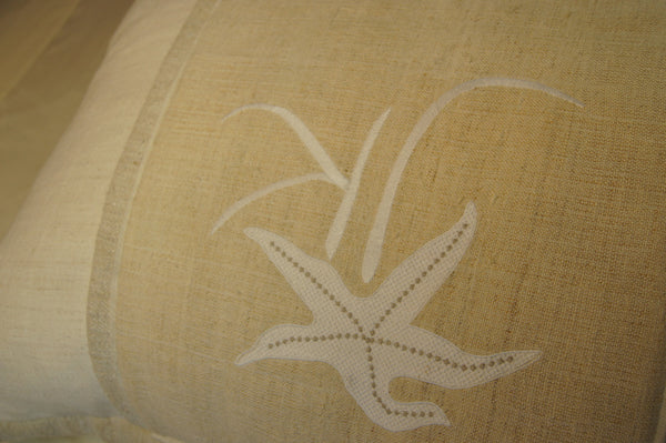Linen Pillow Cover with JK Starfish Design