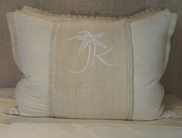 Linen Pillow Cover with JK Starfish Design